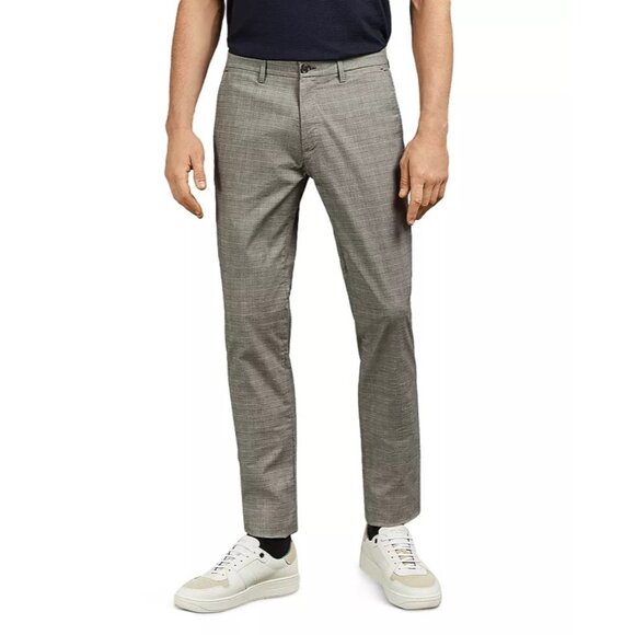 NWT Ted Baker London Sz 36R Dress Pants 36x32 Grey Slim Fit Sari Checked Trouser - Picture 1 of 10